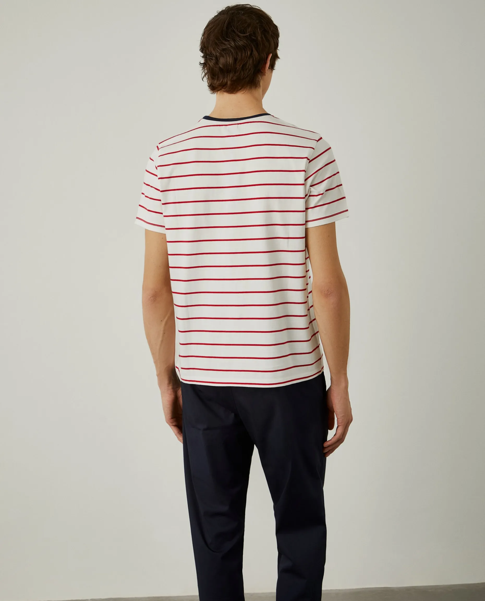 T-shirt com padrão de riscas 100% algodão|LION OF PORCHES Outlet