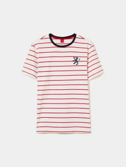 T-shirt com padrão de riscas 100% algodão|LION OF PORCHES Outlet