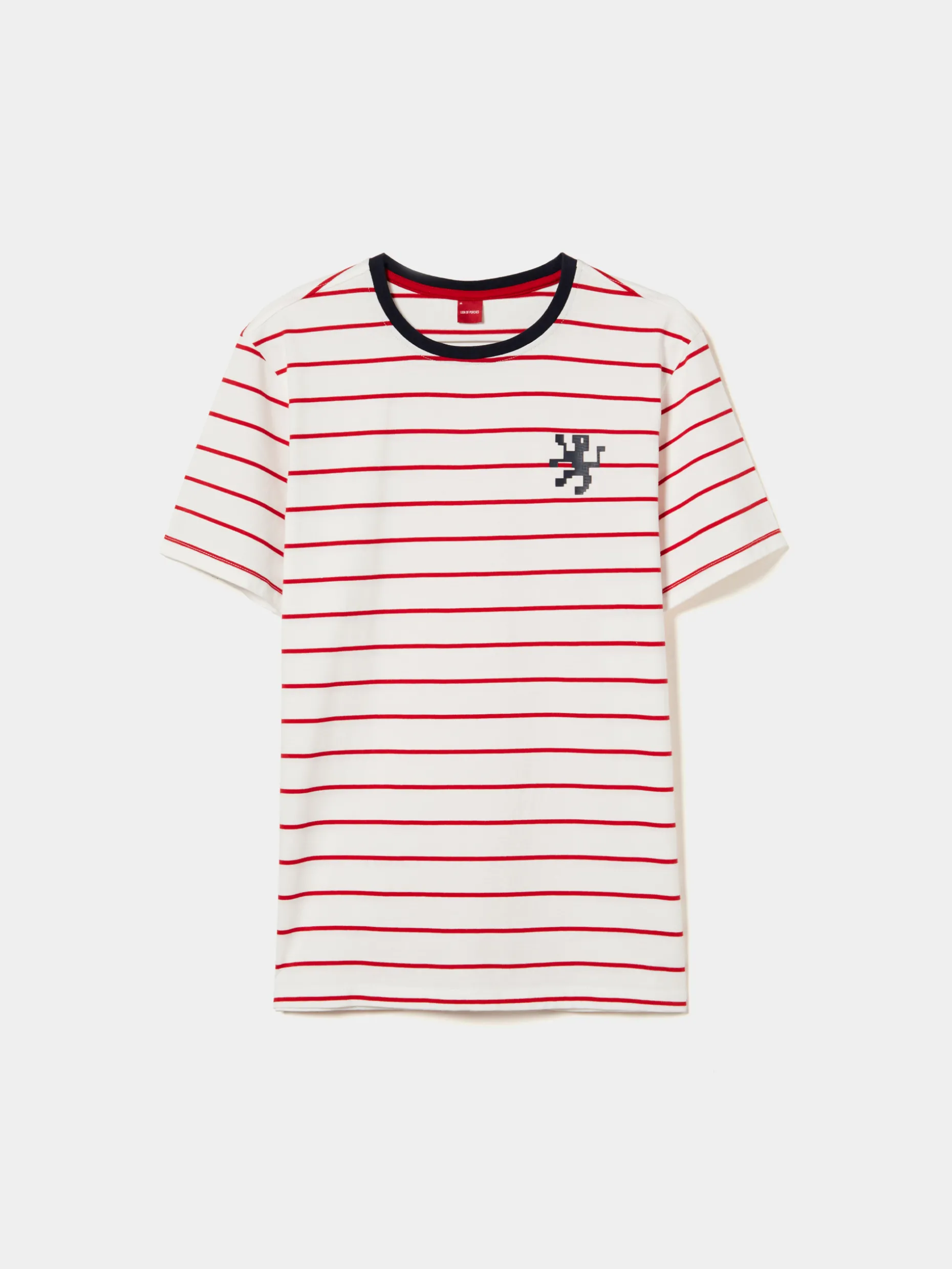 T-shirt com padrão de riscas 100% algodão|LION OF PORCHES Outlet