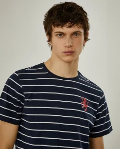 T-shirt com padrão de riscas 100% algodão|LION OF PORCHES Cheap