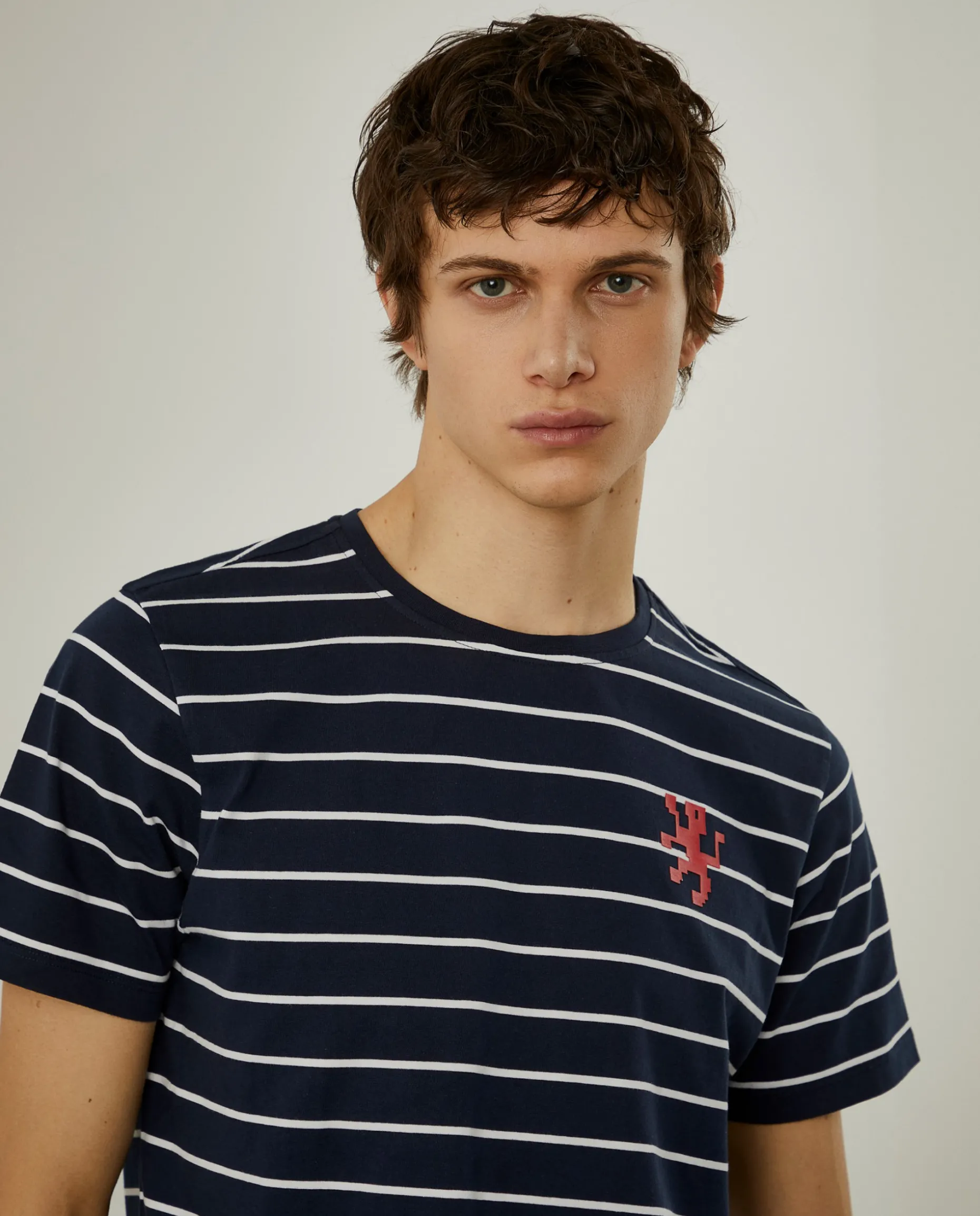 T-shirt com padrão de riscas 100% algodão|LION OF PORCHES Cheap