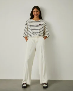T-shirt cropped às riscas com manga abalonada|LION OF PORCHES Online