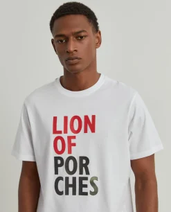 T-shirt de algodão com estampado|LION OF PORCHES Store