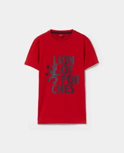 T-shirt de algodão com estampado|LION OF PORCHES Clearance