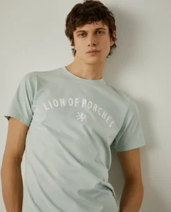 T-shirt de algodão com logotipo no peito|LION OF PORCHES Clearance