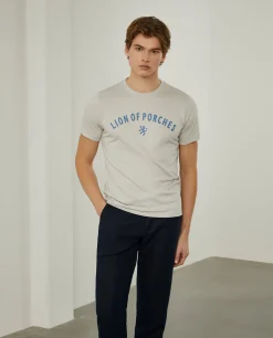 T-shirt de algodão com logotipo no peito|LION OF PORCHES Sale