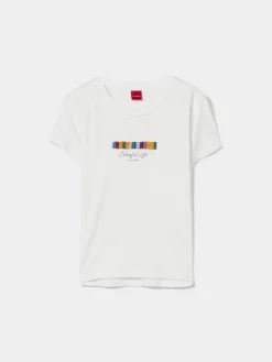 T-shirt de algodão com missangas|LION OF PORCHES Fashion