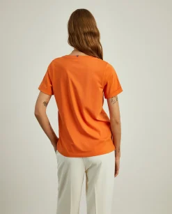 T-shirt de algodão decote em V|LION OF PORCHES Flash Sale