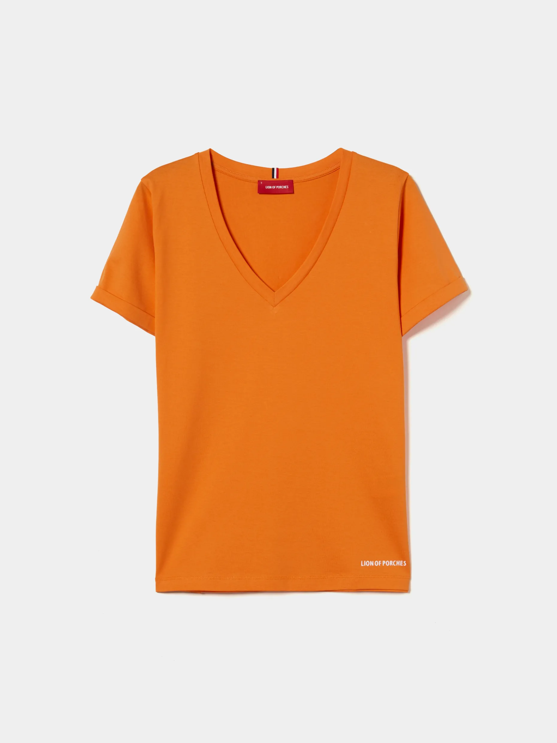 T-shirt de algodão decote em V|LION OF PORCHES Flash Sale