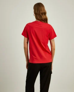 T-shirt de algodão decote em V|LION OF PORCHES Flash Sale