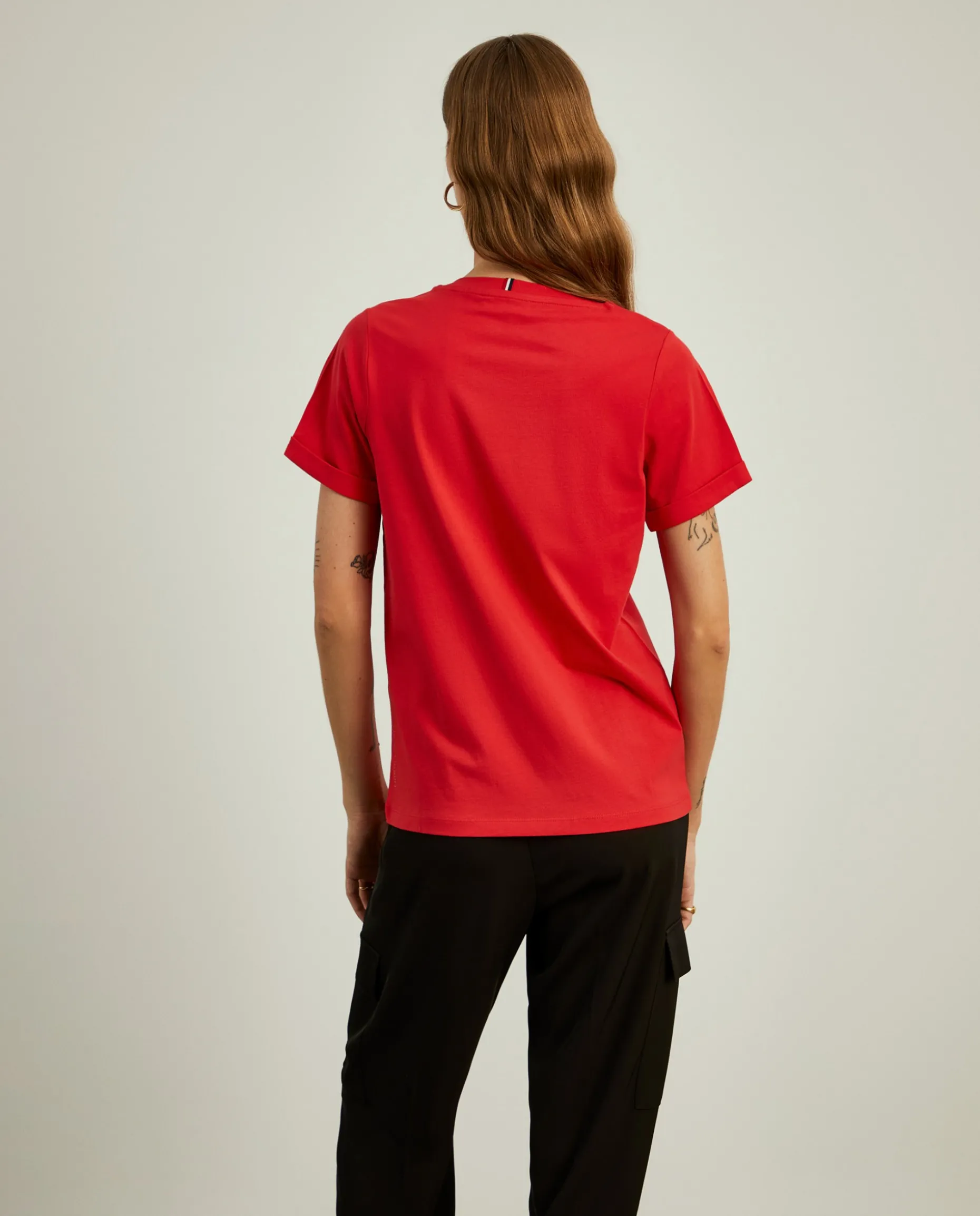 T-shirt de algodão decote em V|LION OF PORCHES Flash Sale