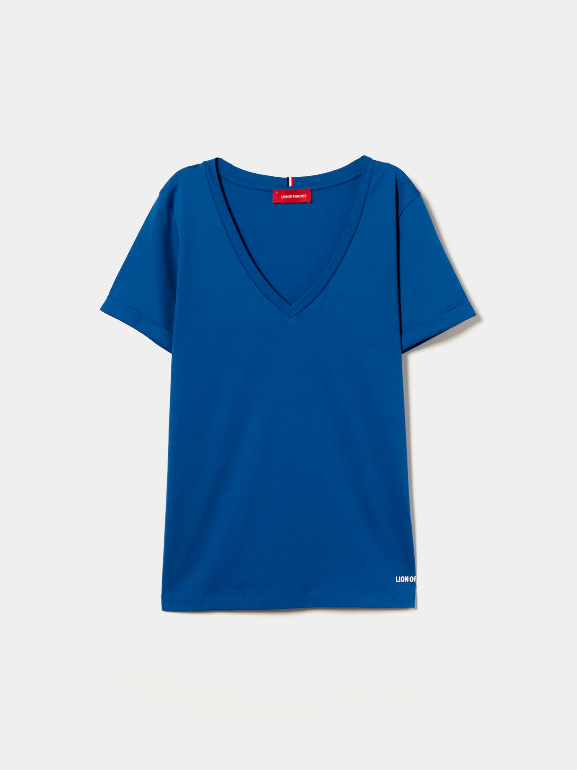 T-shirt de algodão decote em V|LION OF PORCHES Online