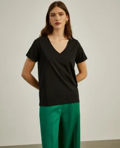 T-shirt de algodão decote em V|LION OF PORCHES Cheap
