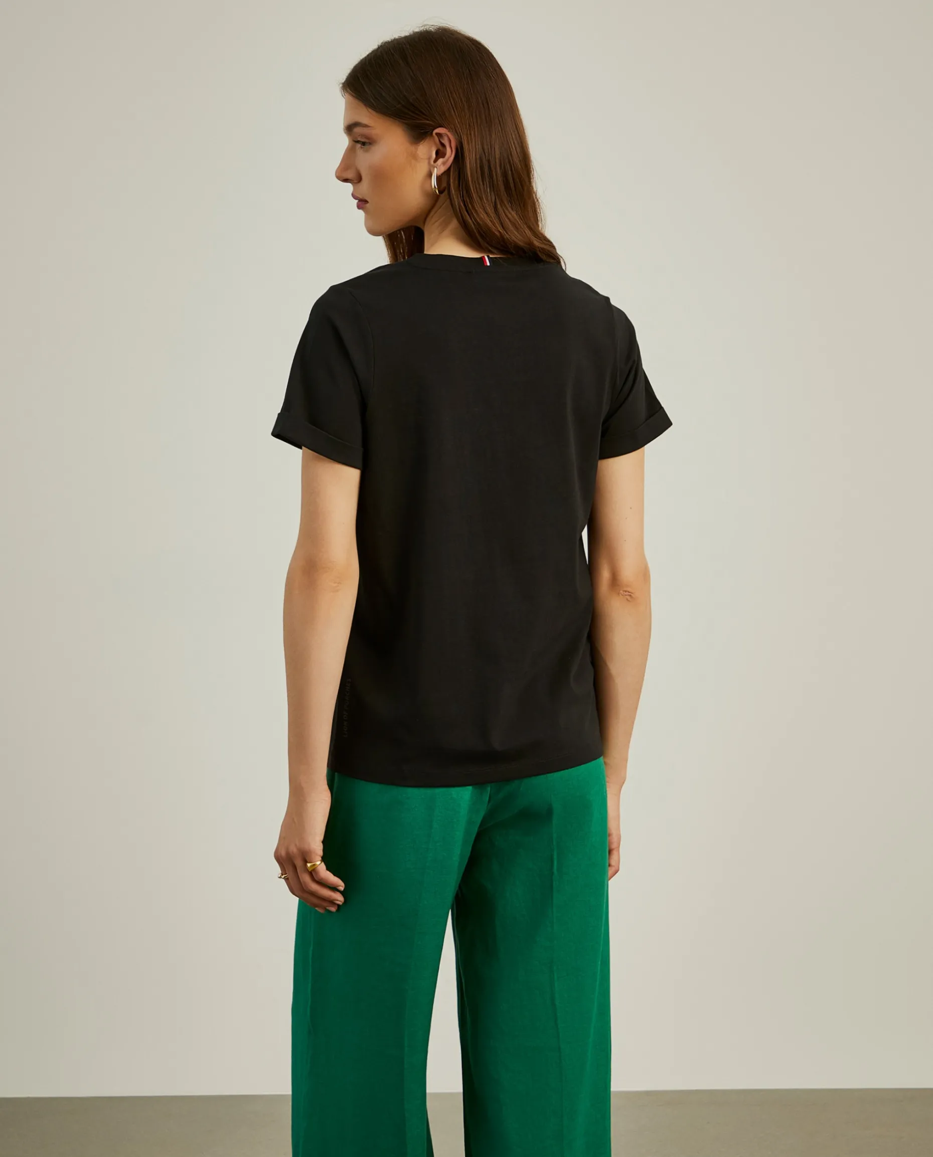 T-shirt de algodão decote em V|LION OF PORCHES Cheap