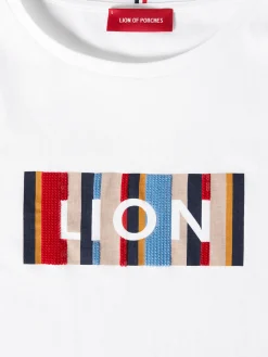 T-shirt manga curta com estampado|LION OF PORCHES Flash Sale