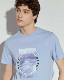 T-shirt manga curta com estampado|LION OF PORCHES Shop