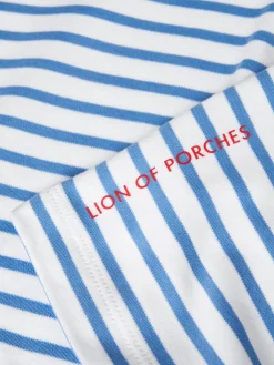 T-shirt manga curta às riscas|LION OF PORCHES Shop