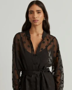 Vestido camiseiro semitransparente polka dots|LION OF PORCHES Outlet