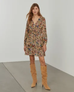 Vestido com estampado floral e decote em trespasse|LION OF PORCHES Best