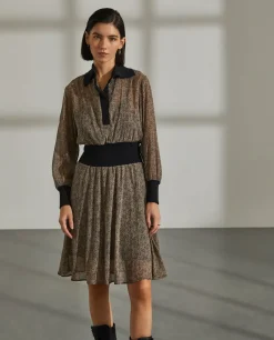 Vestido combinado com estampado abstrato|LION OF PORCHES Online