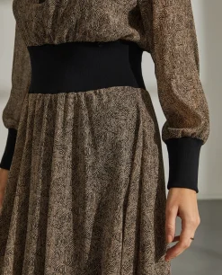 Vestido combinado com estampado abstrato|LION OF PORCHES Online