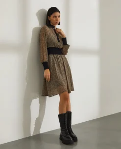 Vestido combinado com estampado abstrato|LION OF PORCHES Online