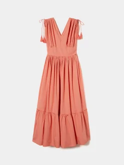 Vestido comprido com folhos e alças ajustáveis|LION OF PORCHES Discount