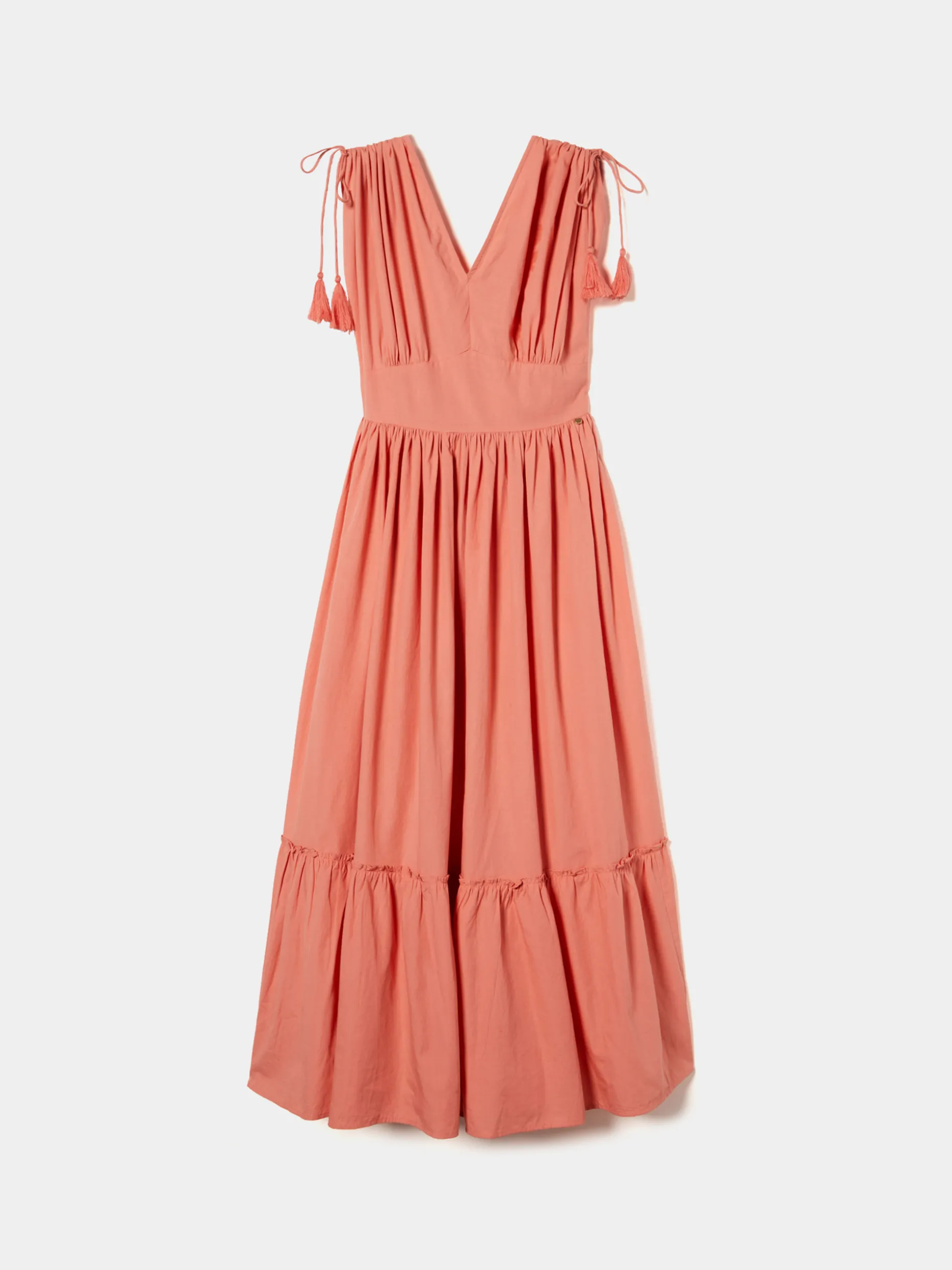 Vestido comprido com folhos e alças ajustáveis|LION OF PORCHES Discount