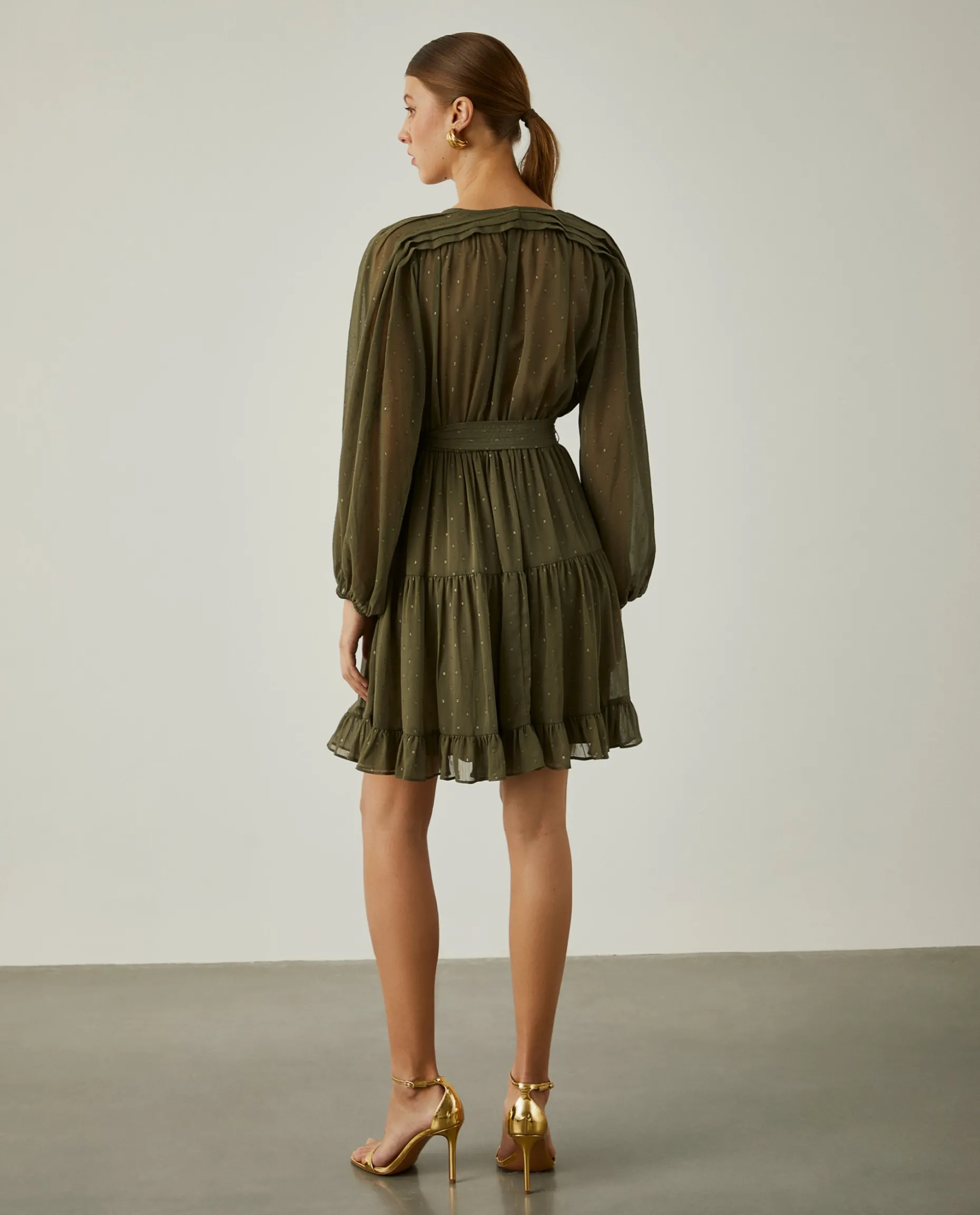 Vestido curto com padrão de pintas|LION OF PORCHES Flash Sale