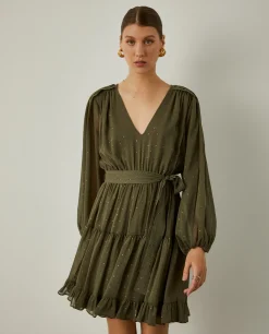 Vestido curto com padrão de pintas|LION OF PORCHES Flash Sale