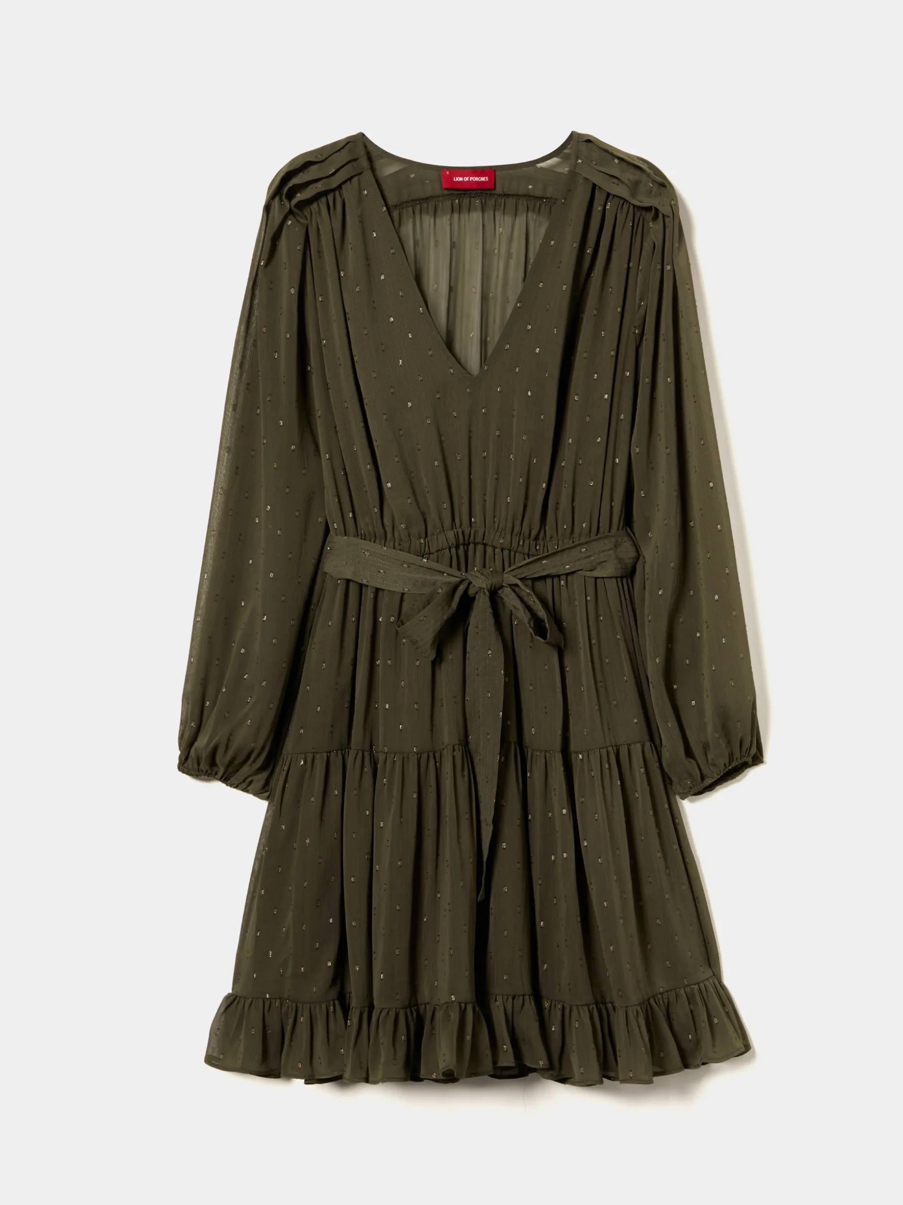 Vestido curto com padrão de pintas|LION OF PORCHES Flash Sale
