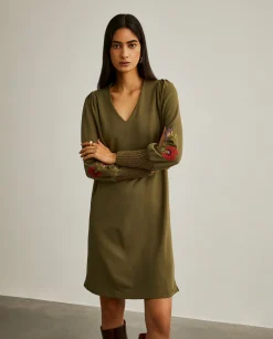 Vestido de malha com bordado|LION OF PORCHES Clearance