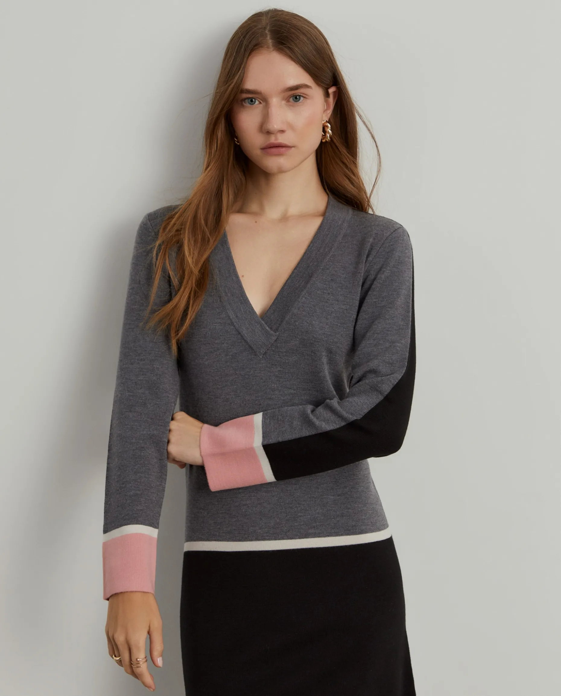Vestido de malha curto color block|LION OF PORCHES Store