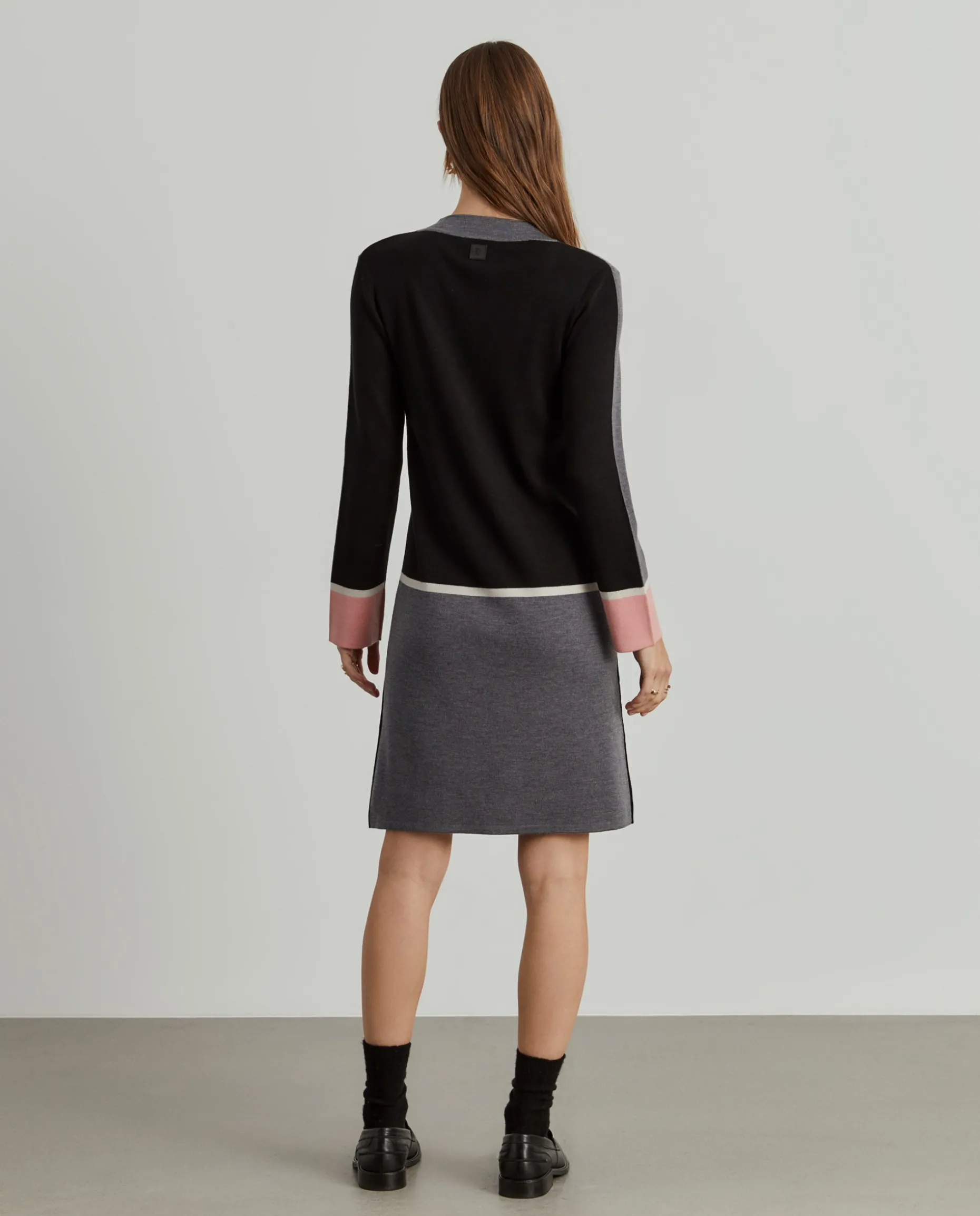 Vestido de malha curto color block|LION OF PORCHES Store