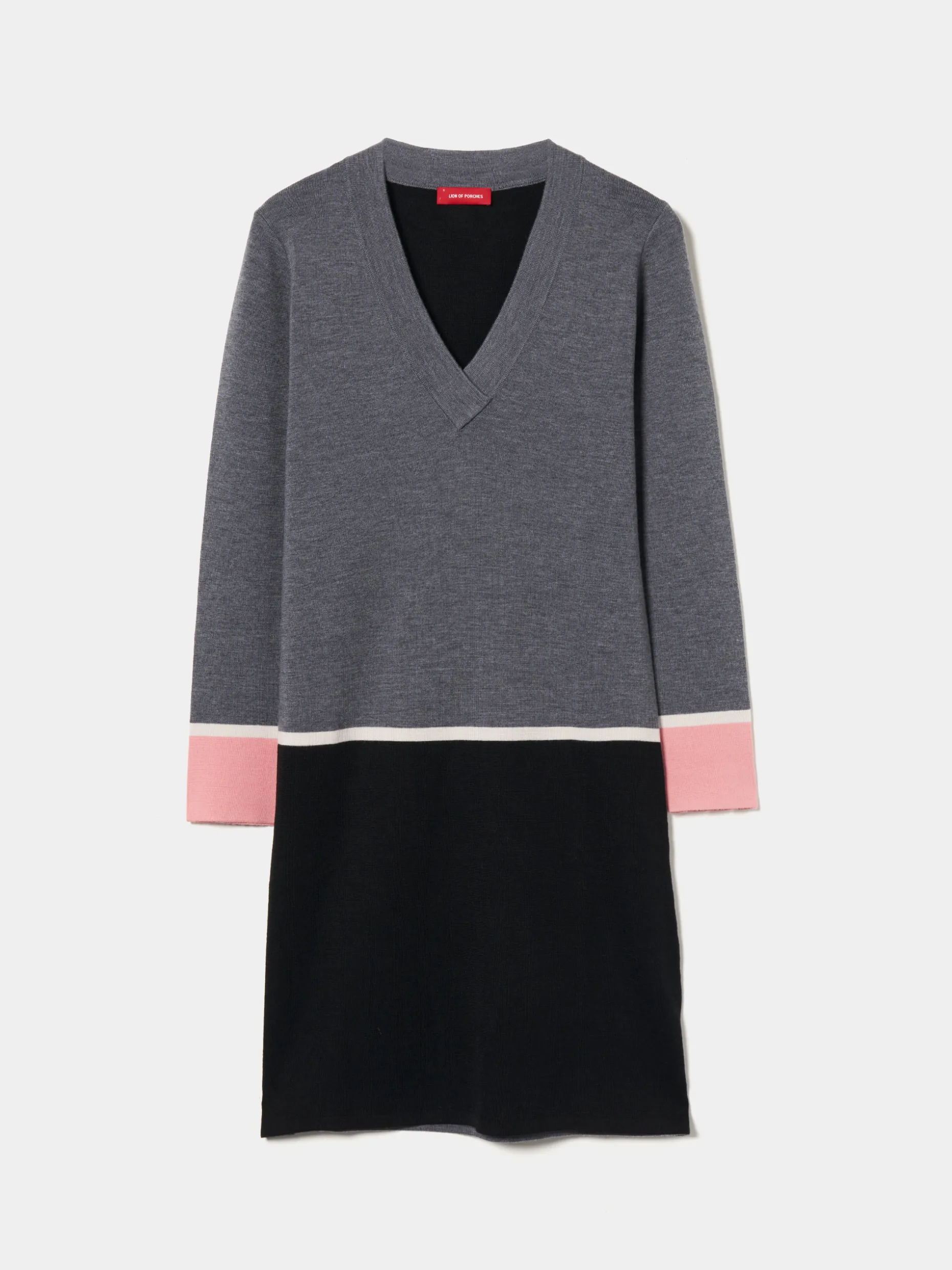 Vestido de malha curto color block|LION OF PORCHES Store