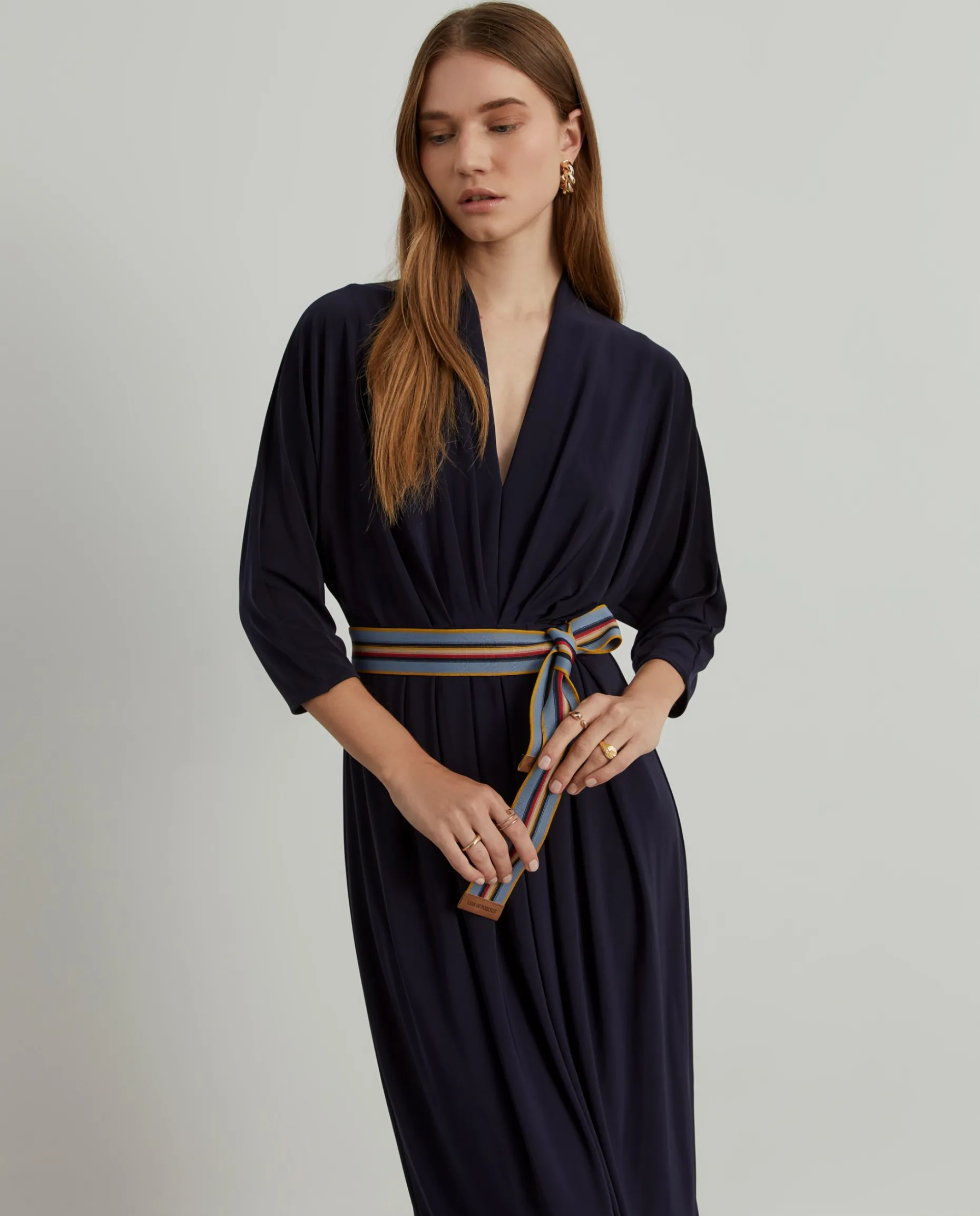 Vestido de malha fluida com cinto|LION OF PORCHES Clearance