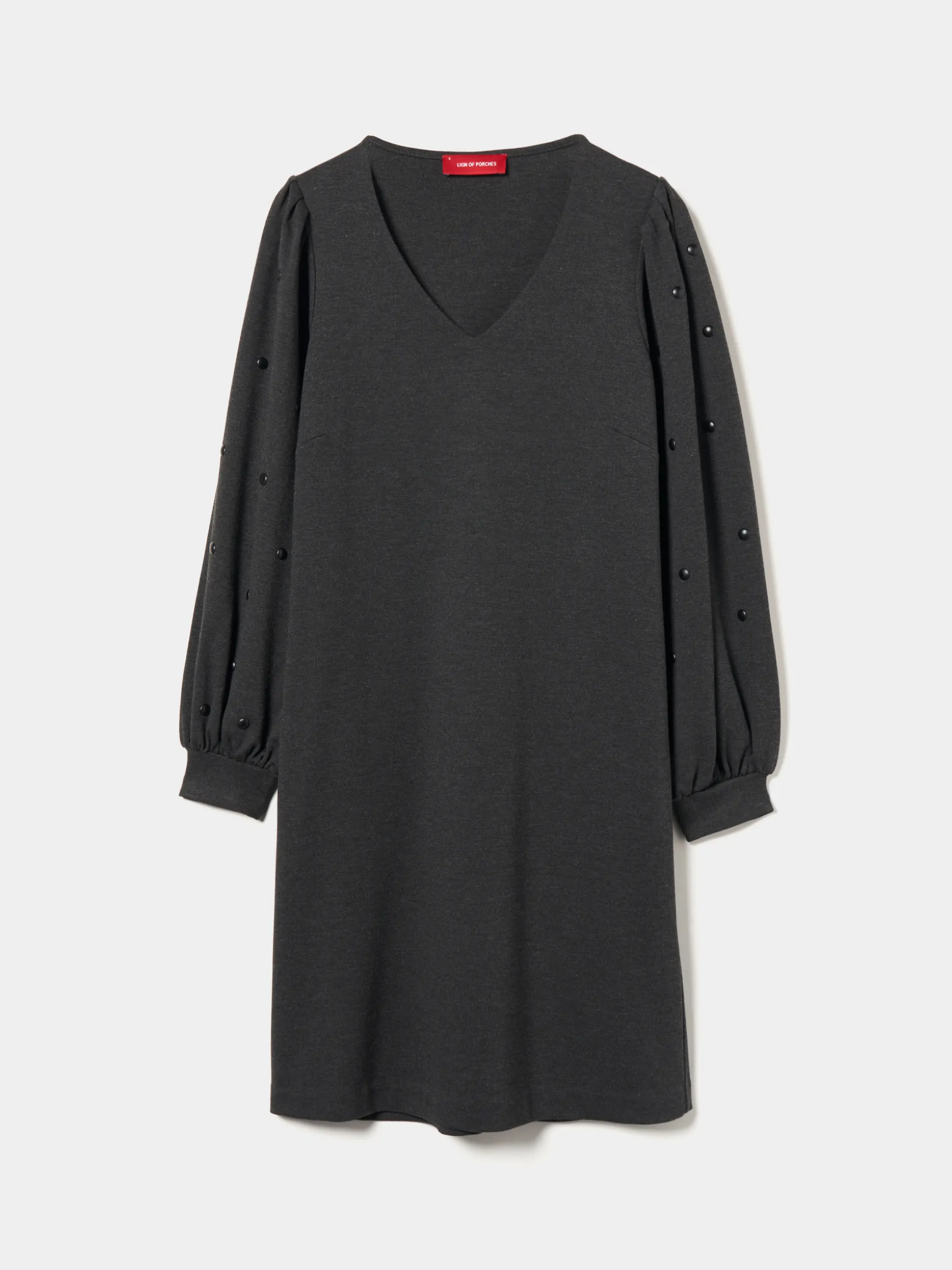 Vestido de malha manga comprida com tachas|LION OF PORCHES Online