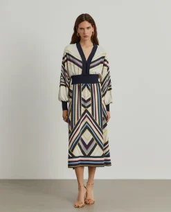 Vestido estampado manga comprida|LION OF PORCHES Best Sale