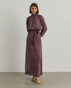 Vestido estampado mangas abalonadas|LION OF PORCHES Best
