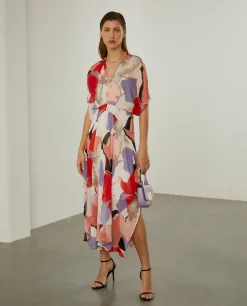 Vestido fluido com padrão abstrato|LION OF PORCHES Sale