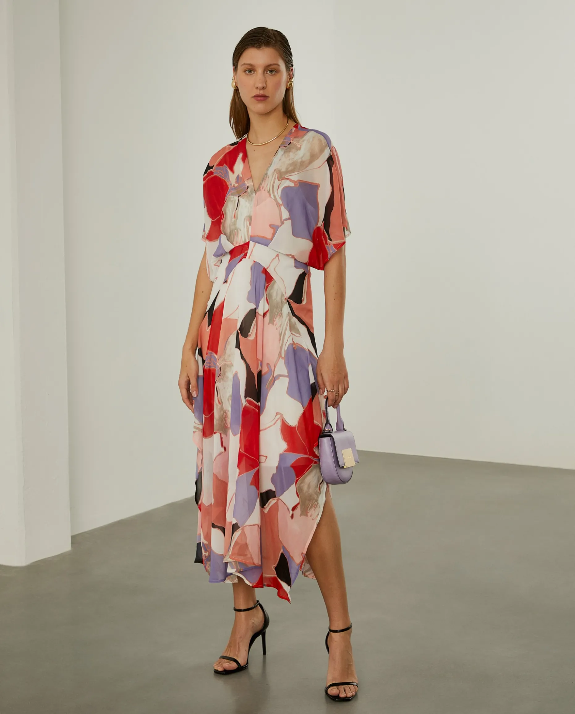 Vestido fluido com padrão abstrato|LION OF PORCHES Sale