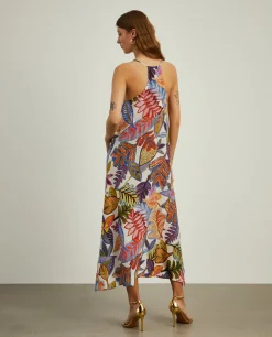 Vestido fluido de alças com padrão colorido|LION OF PORCHES Hot