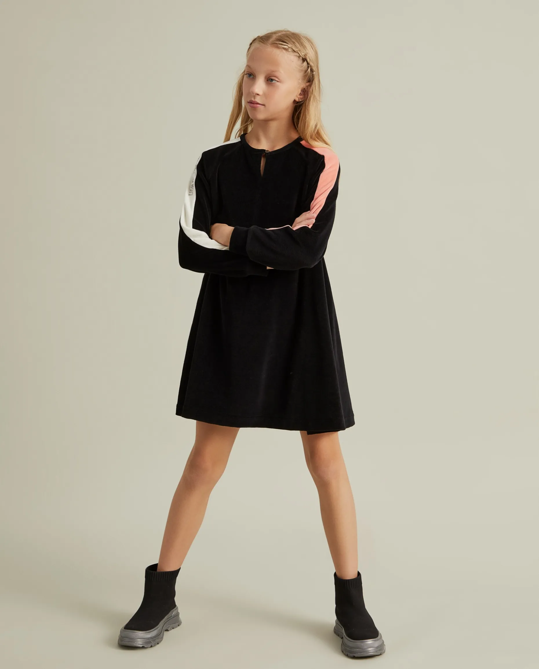 Vestido manga comprida de veludo|LION OF PORCHES Discount