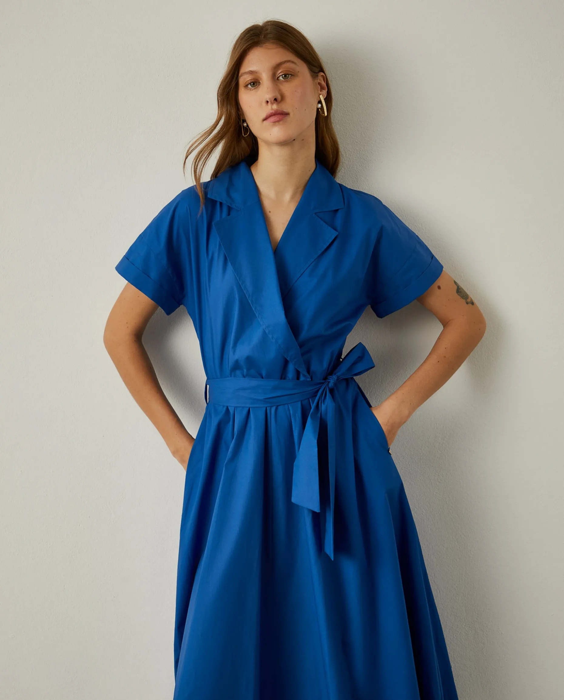 Vestido midi com decote de trespasse|LION OF PORCHES Cheap