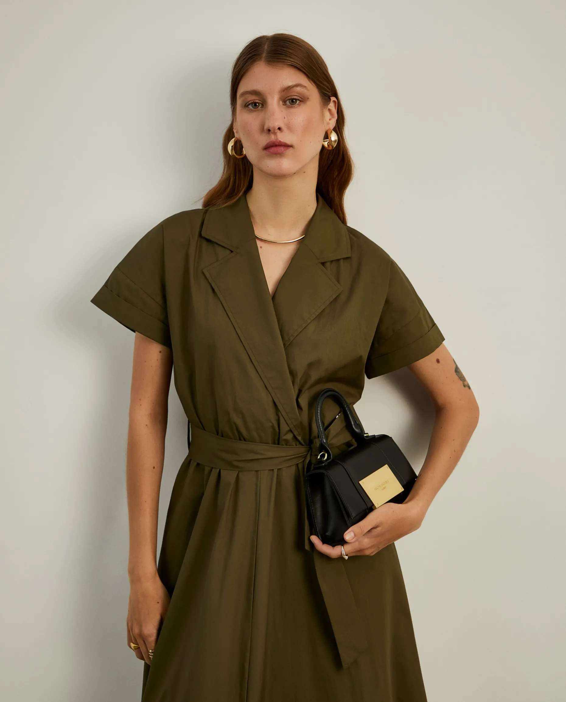 Vestido midi com decote de trespasse|LION OF PORCHES Hot