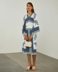 Vestido midi com padrão de palmeiras|LION OF PORCHES Store