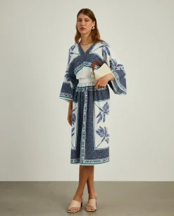 Vestido midi com padrão de palmeiras|LION OF PORCHES Store