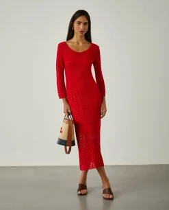 Vestido midi de malha aberta|LION OF PORCHES Fashion