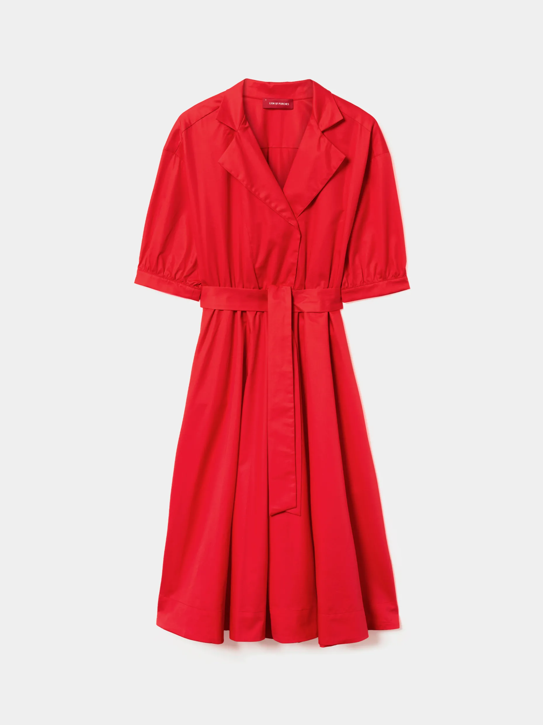 Vestido midi em algodão mangas abalonadas|LION OF PORCHES Store