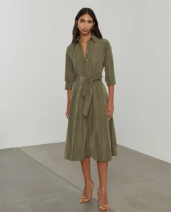 Vestido midi evasé com cinto|LION OF PORCHES Outlet